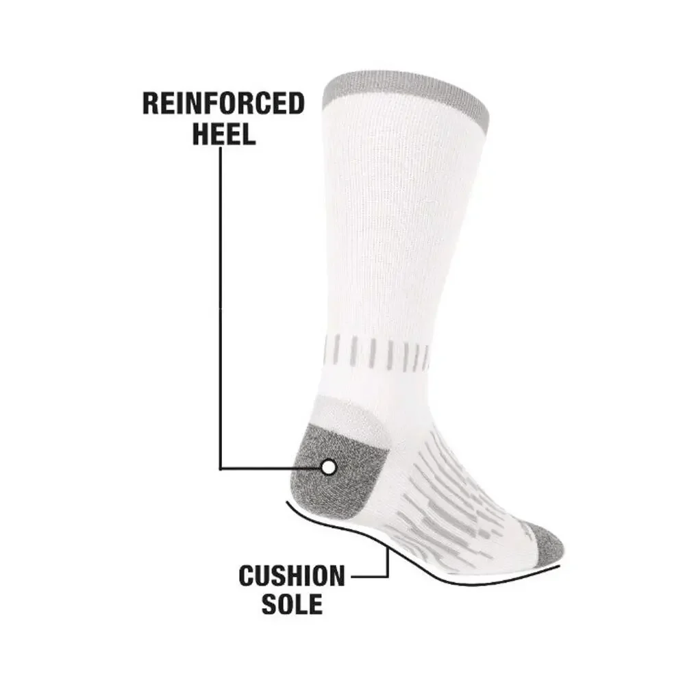 Wrangler 6 Pair Men Ultimate Durable Work Socks Sz 6-12 Reinforced Toe White New